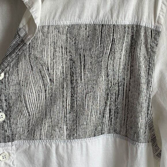 Abstract Button Up Shirt Mens Size L White Black Long Sleeve Y2K Retro GUESS - Picture 10 of 16